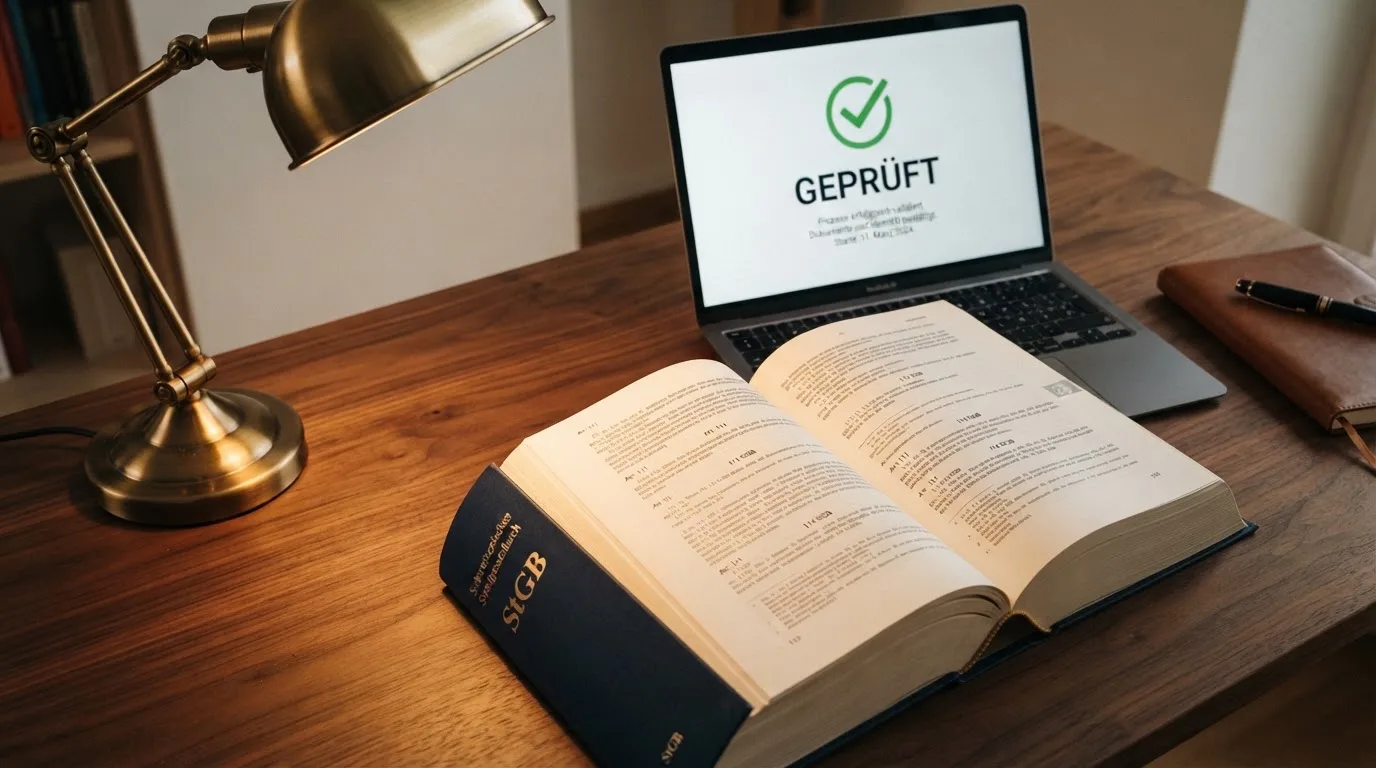 Amtliches Schreiben mit Stempel auf einem Schreibtisch neben einem Gesetzbuch — 15 franken bonus ohne einzahlung casino