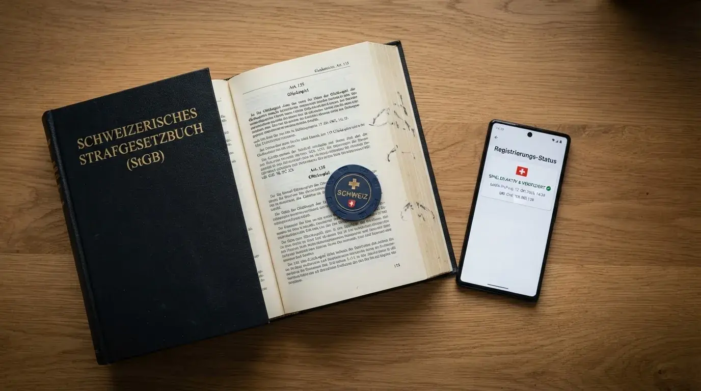Amtliches Schreiben mit Stempel auf einem Schreibtisch neben einem Gesetzbuch — beste online spielothek casinos
